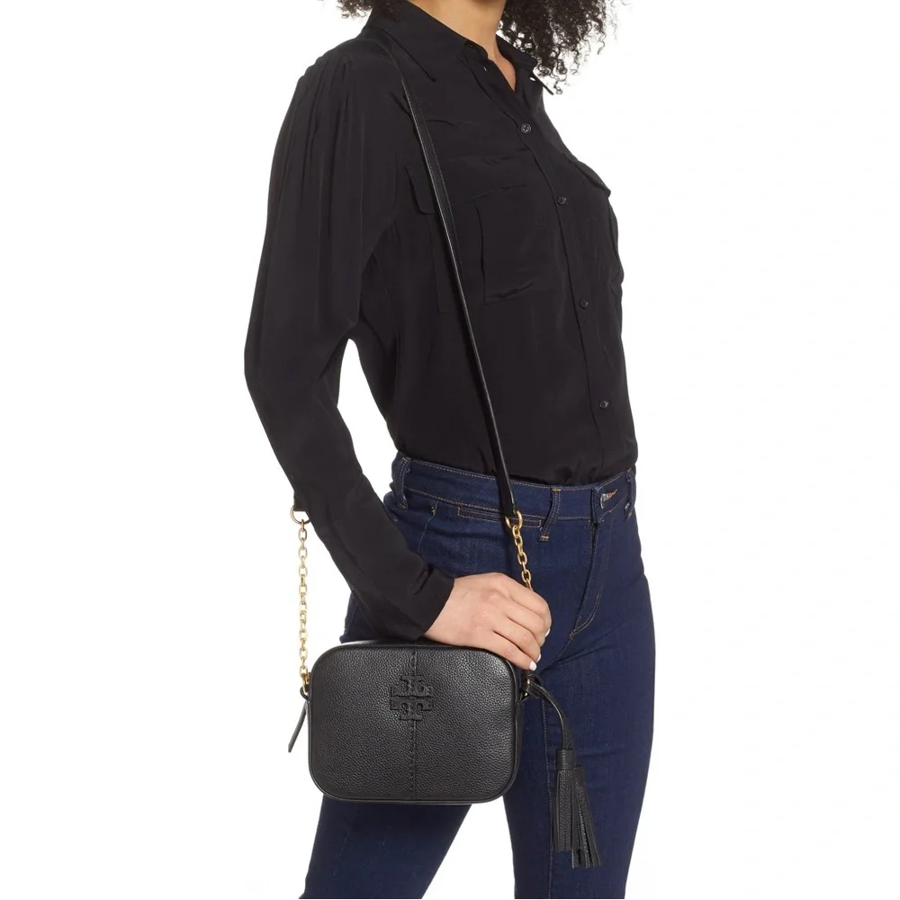 Tory Burch McGraw Black Camera Crossbody Bag
